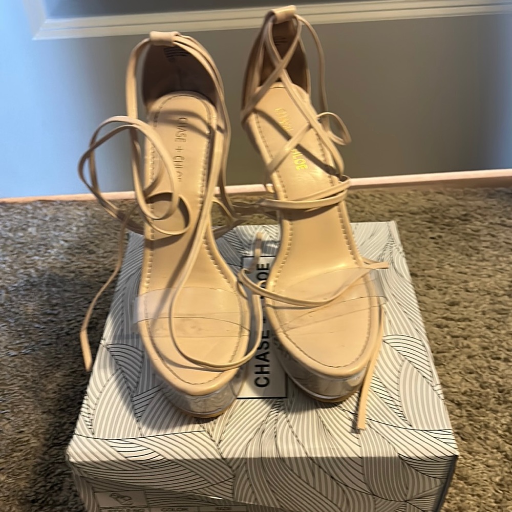 Nude and clear heels